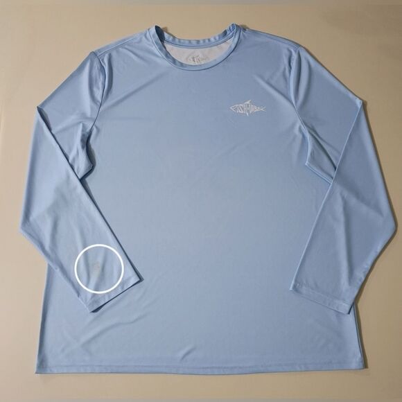 Fish n Vibe Men's Blue Long Sleeve Sun Protection Performance Fishing Tee - Picture 16 of 16